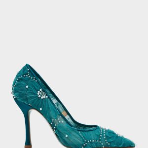 ROXIE EMERALD Pointed-Toe Mesh Stiletto Pump Women's Heel