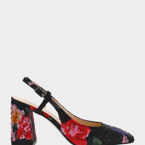 ELIAS BLACK MULTI FLORAL Square-Toe Slingback Women's Block Heel