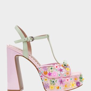 MELODIE PINK MULTI Women's Platform Floral Heel Sandal