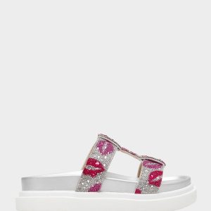 BILLY MULTI LIPS Women's Footbed Slip-On Lip Print Sandal