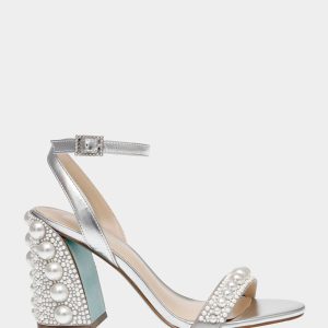 LEXI SILVER PEARL Block Heels