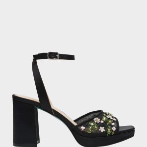 KIRRA BLACK Platform Strappy Square-Toe Block Heel