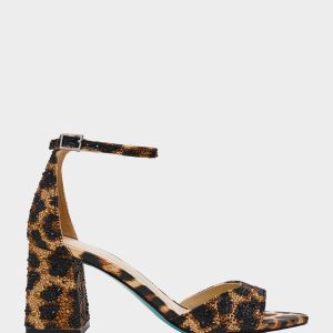 KAMI LEOPARD Block Heel Open Toe Women's Heel