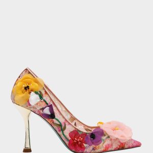 DARCY NUDE MULTI Women's High Stiletto Heel Floral Embellishments