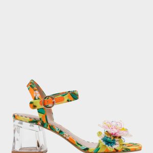 CINTHIA YELLOW MULTI Strappy Block Heel