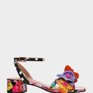 MARANDA BLACK MULTI Women's Block Floral Low Heel