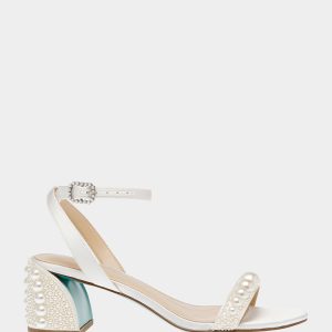 TINA IVORY Pearl Block Heel Sandal
