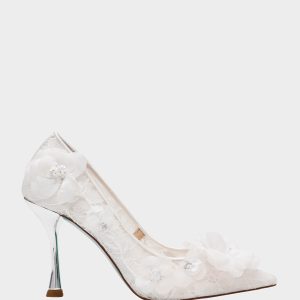 DARCY IVORY Women's High Stiletto Heel Floral Embellishments