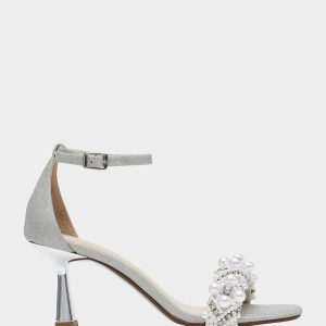 MILO SILVER Embellished Kitten Heel