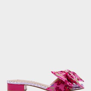 GARNET PINK FLORAL Square-Toe Mule Block Heel