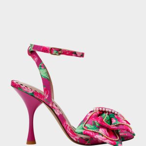 DENLY FUCHSIA FLORAL Square-Toe Strappy Heel
