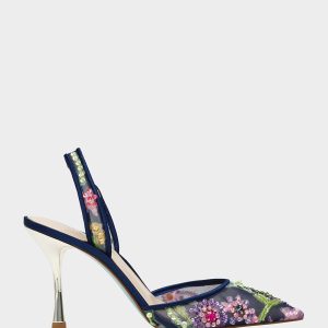 VELMA NAVY MULTI Pointed-Toe Stiletto Pump Mesh Heel