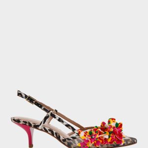 BAYLEE LEOPARD MULTI Women's Leopard Floral Slingback Kitten Heel