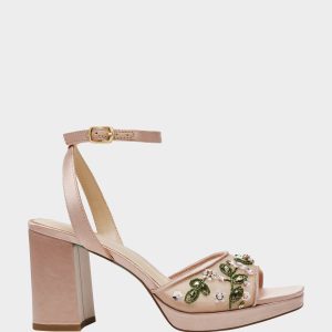 KIRRA NUDE Platform Strappy Square-Toe Block Heel