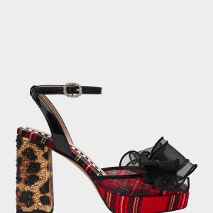PALLOMA RED PLAID Women's Platform Block Heel