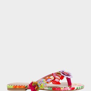 DOLORIS Bright Multi Women's Thong Strappy Flower Embellished Sandal