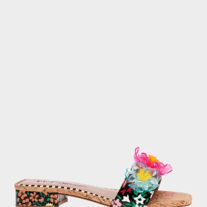 BRICE BLACK MULTI Floral Slide Sandal