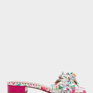 GLORRIA NATURAL FLORAL MULTI Women's Slip-On Low Block Heel Floral Sandal