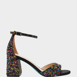 KAMI BLACK MULTI Block Heel Open Toe Women's Heel