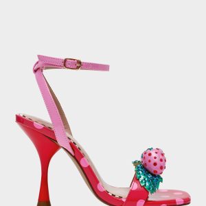 ADDISON Red/Pink Multi Women's Strappy Square-Toe Heel