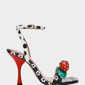 ADDISON Black/White Multi Women's Strappy Square-Toe Heel
