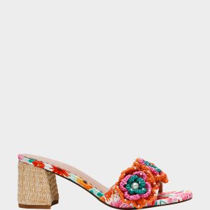 DIETRICH WHITE MULTI Square-Toe Mule Heel
