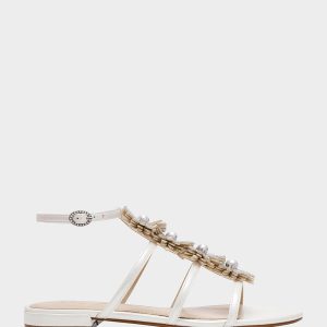 JOYCE IVORY Women's Strappy Rhinestone Embellished Sandal