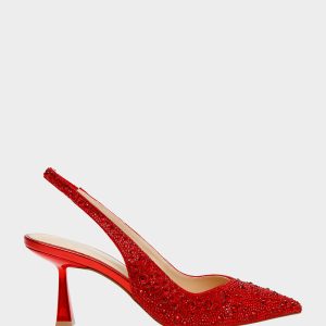 CLARK RED Slingback Kitten Heels