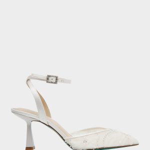 DELIA IVORY Pointed-Toe Bling Mesh Women's Heel